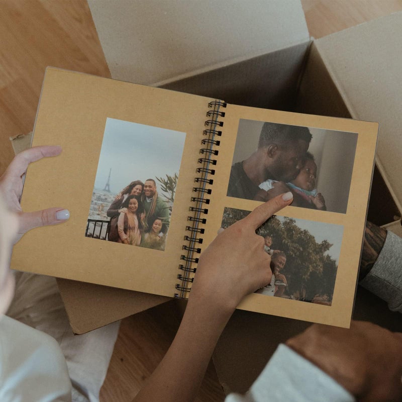 UPlama 12x12 Inch Scrapbook Album 100 Pages, Hardcover Kraft Photo DIY Memory Book with Spiral Binding for Wedding Anniversary Family Photos - Image 3